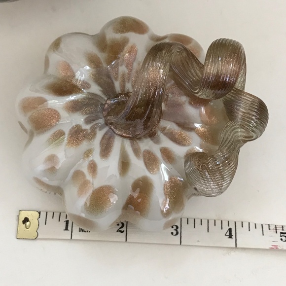 Glass Pumpkins Metallic Bronzy Gold Curly Stem Centerpiece Fall Thanksgiving - Picture 10 of 14